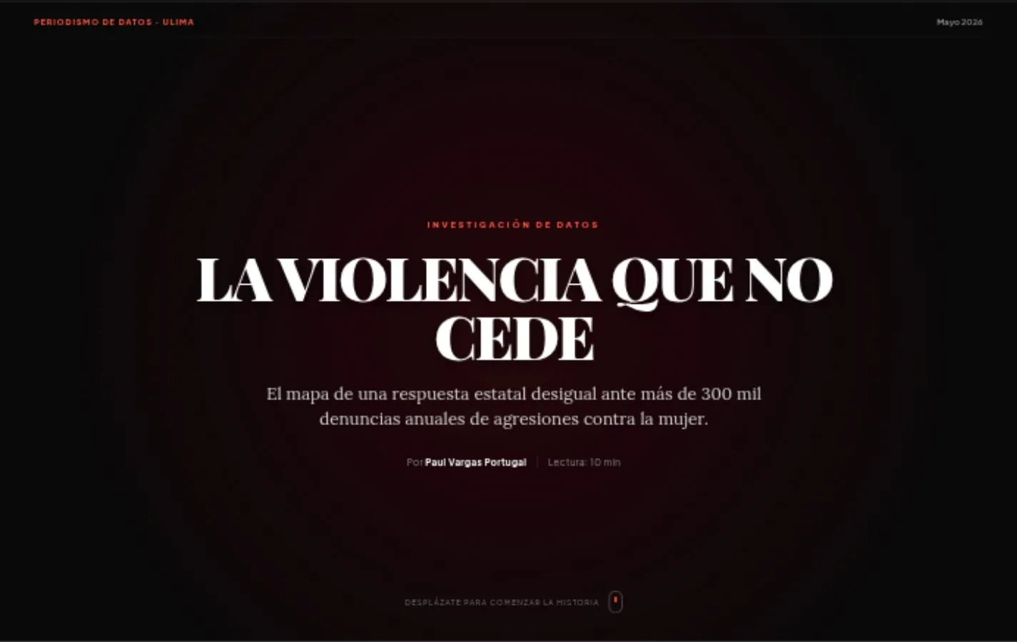 Portada real del especial web La violencia que no cede